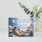 Gesegnetes Jom-Kippur-Schofar, Davidstern Postkarte (Stehend Vorderseite)
