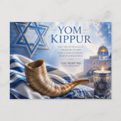 Gesegnetes Jom-Kippur-Schofar, Davidstern Postkarte (Vorderseite)