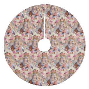 Gesegnetes Jungfrau-Mary-Baby-Jesus-mit Fleece Weihnachtsbaumdecke