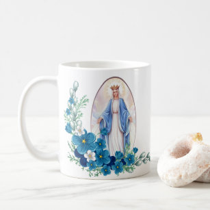 Gesegnetes Jungfrau-Mary-Blumen Memorare Gebet Kaffeetasse