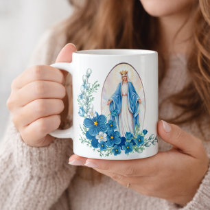 Gesegnetes Jungfrau-Mary-Blumen Memorare Gebet Kaffeetasse
