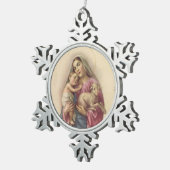 Gesegnetes Jungfrau-Mary-Mutter-Baby Jesus u. Lamm Schneeflocken Zinn-Ornament (Rechts)
