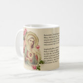 Gesegnetes Jungfrau-Mary-Rosen Memorare Gebet Kaffeetasse (Vorderseite Links)