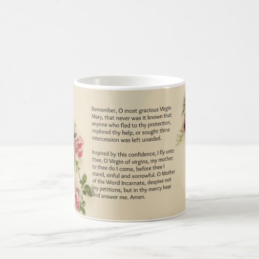Gesegnetes Jungfrau-Mary-Rosen Memorare Gebet Kaffeetasse (Mittel)