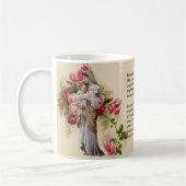 Gesegnetes Jungfrau-Mary-Rosen Memorare Gebet Kaffeetasse (Links)