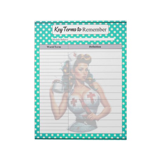 Gesegnetes Krankenpflegelchen _ Schlüsselbegriffe  Notizblock (Rotiert)