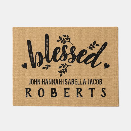 Gesegnetes Leinwand-Bauernhaus verlässt Herzen Fußmatte (Vorderseite)