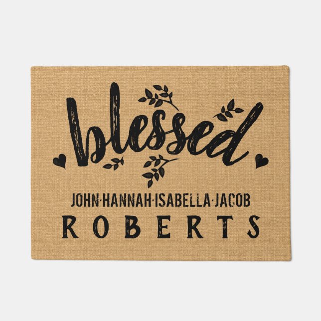 Gesegnetes Leinwand-Bauernhaus verlässt Herzen Fußmatte (Vorderseite)