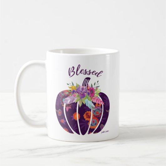 Gesegnetes Lila Blume-Kürbis Kaffeetasse (Links)