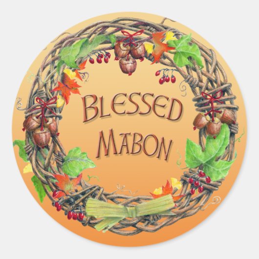 Gesegnetes Mabon Wreath Runder Aufkleber (Vorderseite)