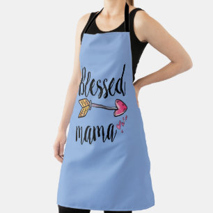 Gesegnetes Mama mit Arrow und Herz-Blau-Schürze Schürze