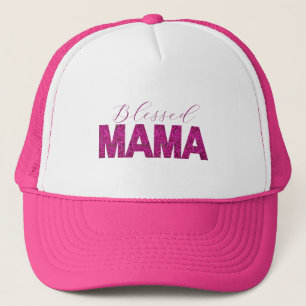Gesegnetes Mama-Shirt mit rosa Blumentext - Benutz Truckerkappe