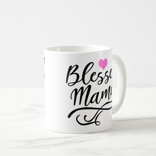 Gesegnetes Mama, weißer Text Kaffeetasse (VorderseiteRechts)