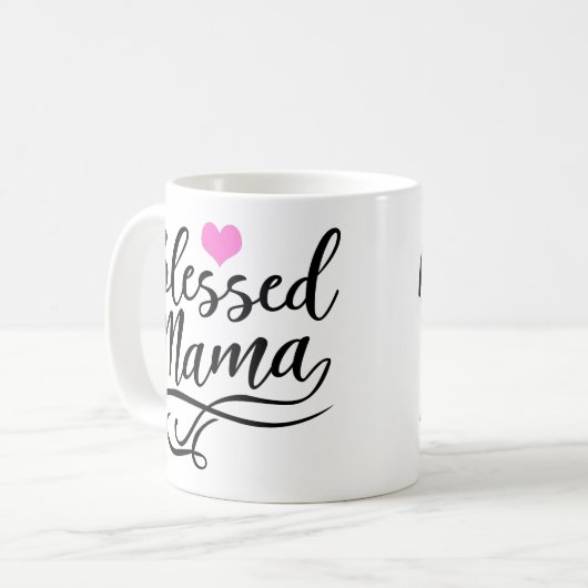 Gesegnetes Mama, weißer Text Kaffeetasse (Vorderseite Links)