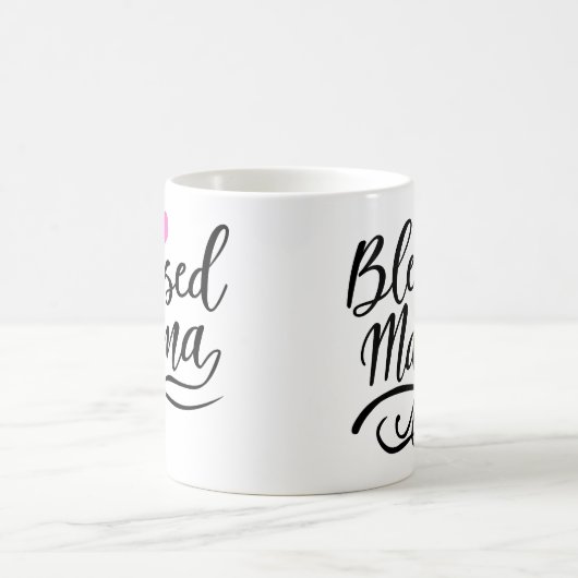Gesegnetes Mama, weißer Text Kaffeetasse (Mittel)