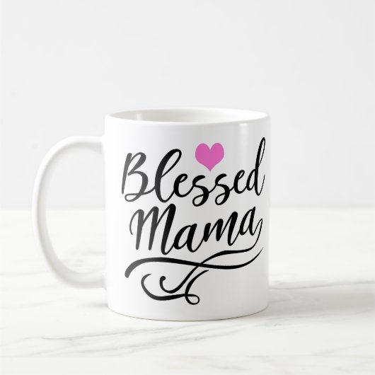 Gesegnetes Mama, weißer Text Kaffeetasse (Links)