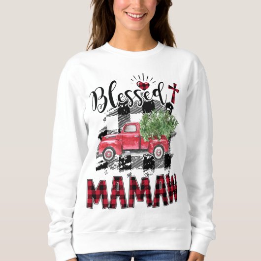 Gesegnetes Mamaw Rot-karierte Weihnachten Sweatshirt (Vorderseite)