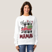 Gesegnetes Mamaw Rot-karierte Weihnachten Sweatshirt (Vorne ganz)