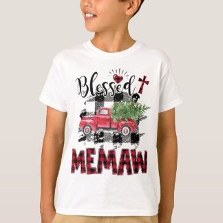 Gesegnetes Memaw Rot-karierte Weihnachten T-Shirt