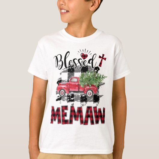 Gesegnetes Memaw Rot-karierte Weihnachten T-Shirt (Vorderseite)