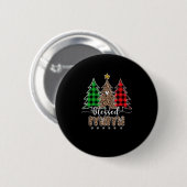 Gesegnetes Mimi Leopard Weihnachtsbaum Rot Kariert Button (Vorne & Hinten)