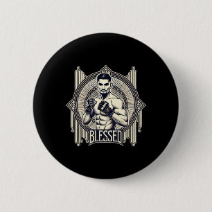 Gesegnetes Mma Bjj Kickboxen Muay Thai Boxen Cage Button