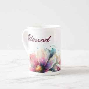 Gesegnetes modernes Blumendesign Knochen China Tas Porzellantasse