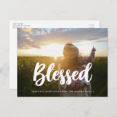 Gesegnetes Modernes typografisches Foto Postkarte (Vorne/Hinten)