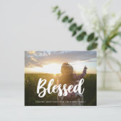 Gesegnetes Modernes typografisches Foto Postkarte (Stehend Vorderseite)