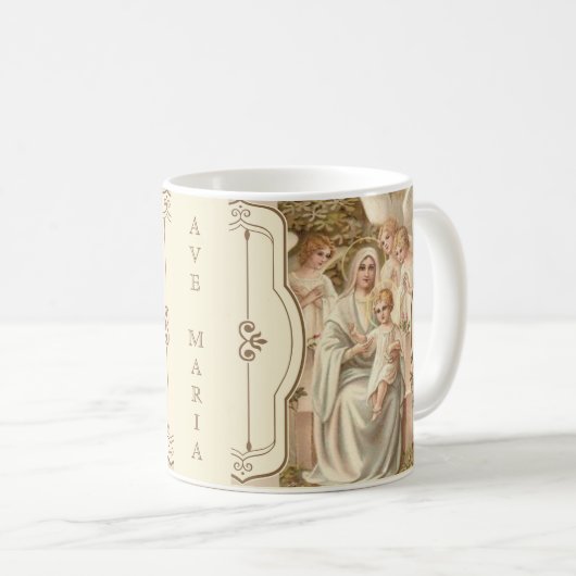 Gesegnetes Mutter-Baby Jesus mit Engeln Kaffeetasse (VorderseiteRechts)