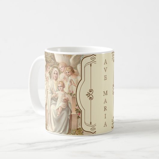 Gesegnetes Mutter-Baby Jesus mit Engeln Kaffeetasse (Vorderseite Links)