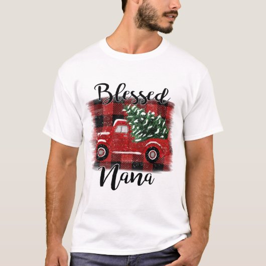Gesegnetes Nana Red Truck Vintage Weihnachtsbaum T-Shirt (Vorderseite)