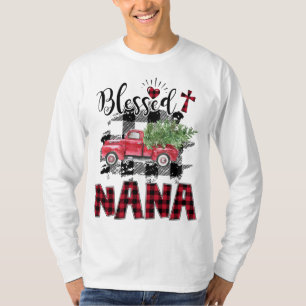 Gesegnetes Nana Rot-karierte Weihnachten T-Shirt