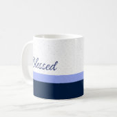Gesegnetes Navy-Script Minimalist Art Kaffeetasse (Vorderseite Links)