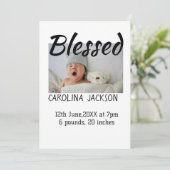 Gesegnetes neues geborenes Foto, moderne Geburtsan Ankündigung (Stehend Vorderseite)