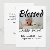 Gesegnetes neues geborenes Foto, moderne Geburtsan Ankündigung (Vorne/Hinten)