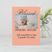 Gesegnetes neues geborenes Foto, moderne Geburtsan Ankündigung (Stehend Vorderseite)