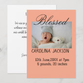 Gesegnetes neues geborenes Foto, moderne Geburtsan Ankündigung (Vorne/Hinten)