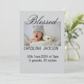 Gesegnetes neues geborenes Foto, moderne Geburtsan Ankündigung (Stehend Vorderseite)