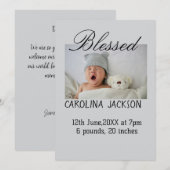 Gesegnetes neues geborenes Foto, moderne Geburtsan Ankündigung (Vorne/Hinten)