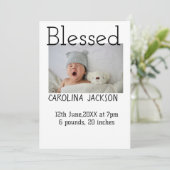 Gesegnetes neues geborenes Foto, moderne Geburtsan Ankündigung (Stehend Vorderseite)