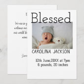 Gesegnetes neues geborenes Foto, moderne Geburtsan Ankündigung (Vorne/Hinten)