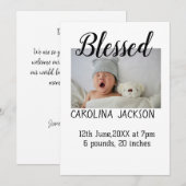 Gesegnetes neues geborenes Foto, moderne Geburtsan Ankündigung (Vorne/Hinten)