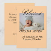 Gesegnetes neues geborenes Foto, moderne Geburtsan Ankündigung (Vorne/Hinten)