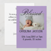 Gesegnetes neues geborenes Foto, moderne Geburtsan Ankündigung (Vorne/Hinten)