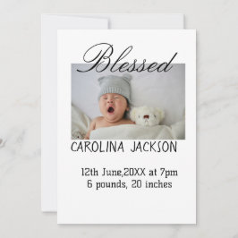Gesegnetes neues geborenes Foto, moderne Geburtsan Einladung