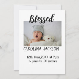 Gesegnetes neues geborenes Foto, moderne Geburtsan Einladung