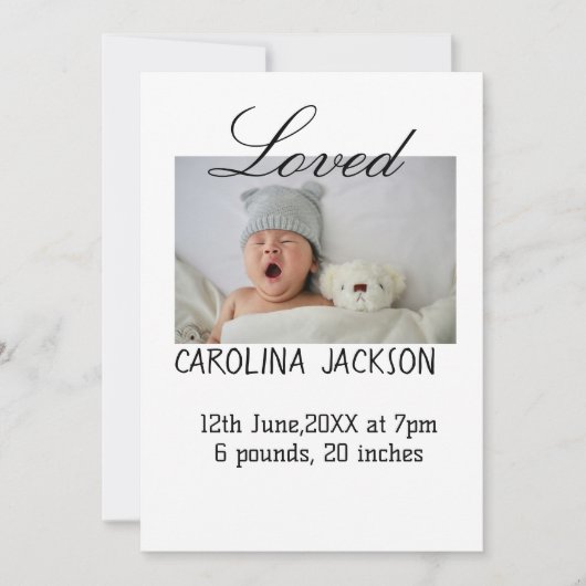 Gesegnetes neues geborenes Foto, moderne Geburtsan Einladung (Vorderseite)