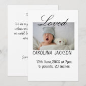 Gesegnetes neues geborenes Foto, moderne Geburtsan Einladung (Vorne/Hinten)