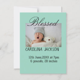 Gesegnetes neues geborenes Foto, moderne Geburtsan Postkarte